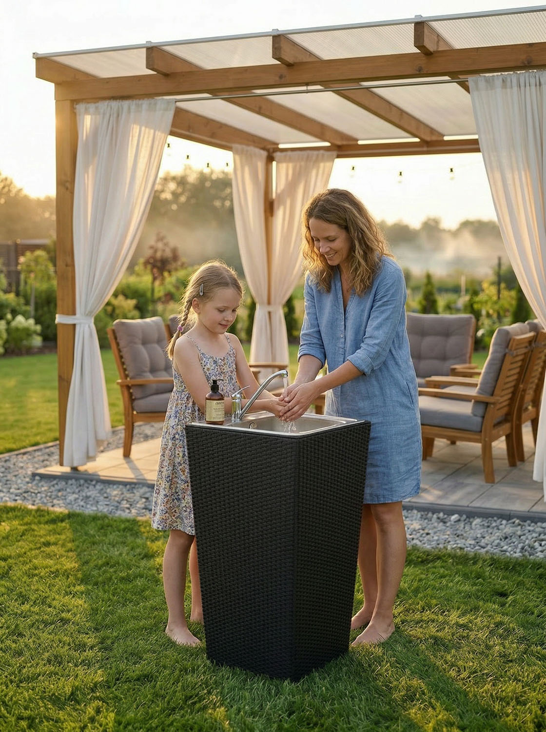Zahradní umyvadlo Lavabo Ratan antracit